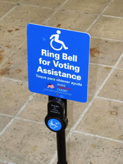 Sign on a stand outside a polling place